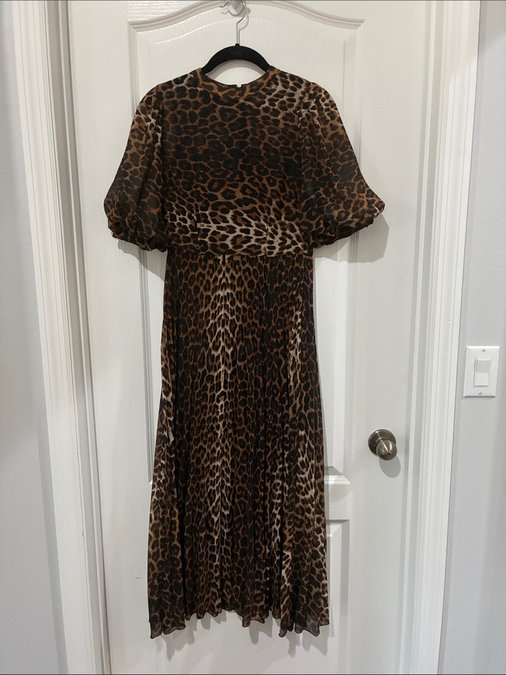 ASOS Leopard Print Puff-Sleeve Maxi Dress - Brown/Black